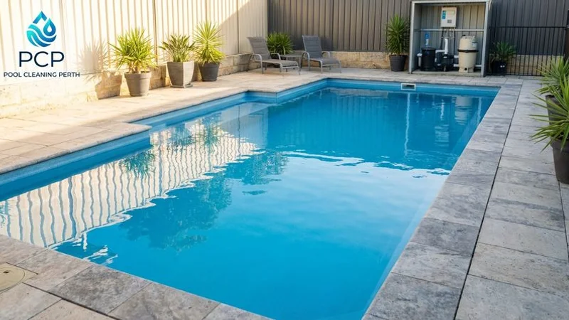 Clean rental property pool with clear water and tidy surroundings ready for property manager inspection